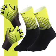 Sports Bicycle Set - 1Pair Half /Full Finger Cycling Gloves plus 1Pair Cycling Socks - Unisex - Yellow/Black-3 Sizes