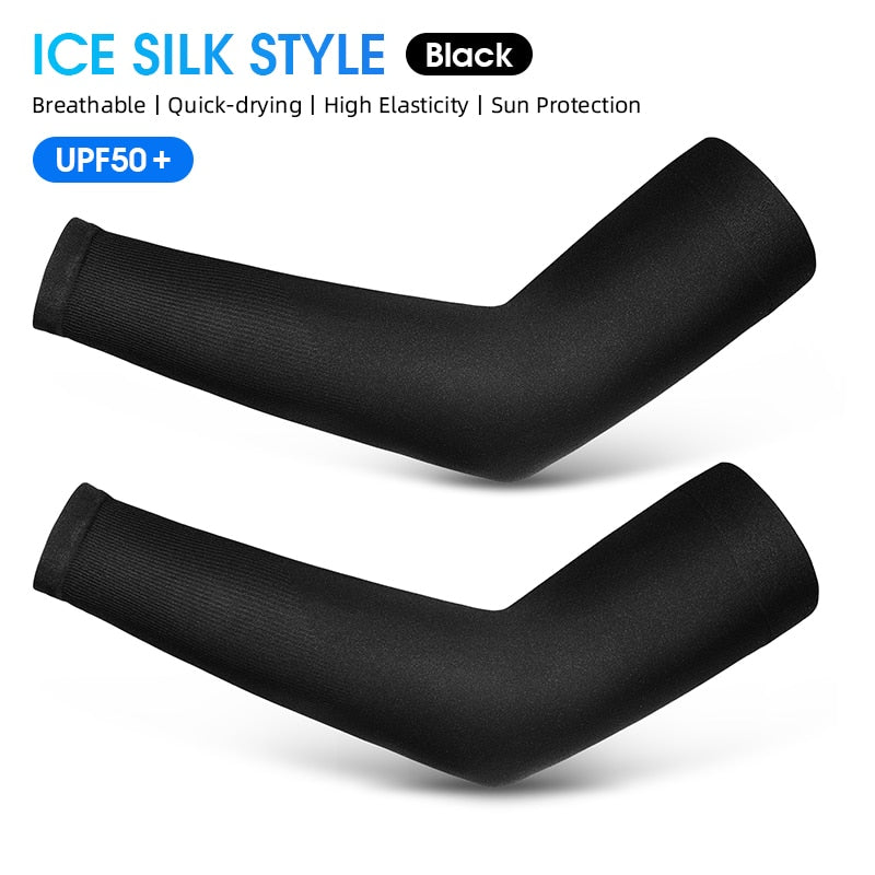 WEST BIKING Arm Sleeves Ice Fabric Breathable Quick Dry Running Sportswear Sun UV Protection Long Arm Cover Cycling Arm Sleeves