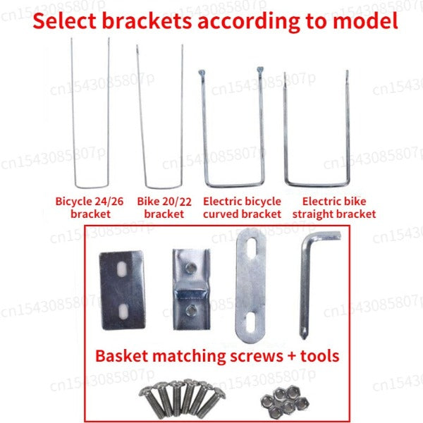 Sturdy Bicycle Front Basket/Carrier with Lid - Bracket Types