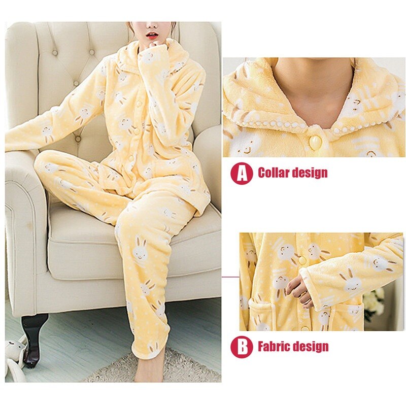 Winter Pyjama Sets for Women - Thick, Warm with Long Sleeves - Pink/Blue/Yellow - Vlad's Bike Bits