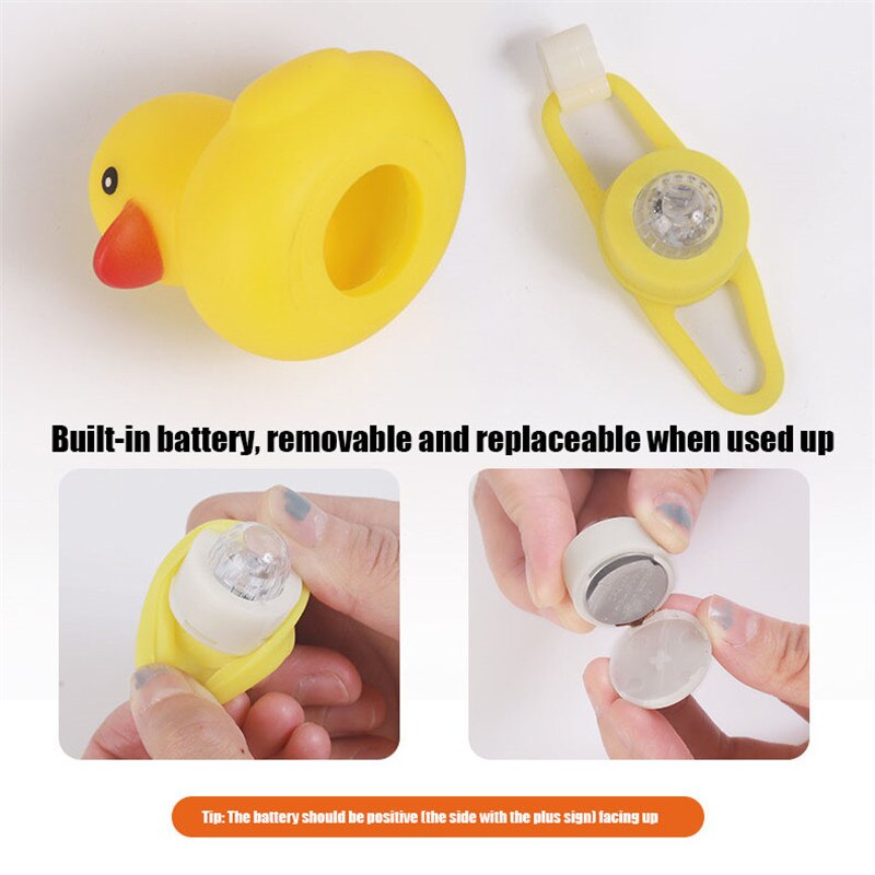 1pc Cartoon Yellow Silica Little Duck Helmet Head Bicycle Light Shining Mountain Bike Handlebar Duck Head Light Bell Accessories