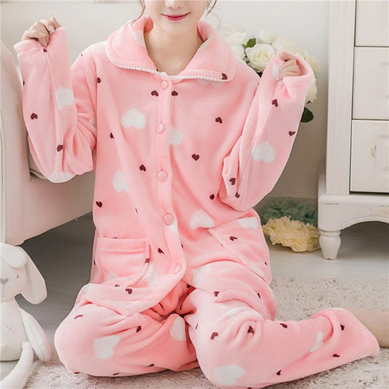 Winter Pyjama Sets for Women - Thick, Warm with Long Sleeves - Pink/Blue/Yellow - Vlad's Bike Bits