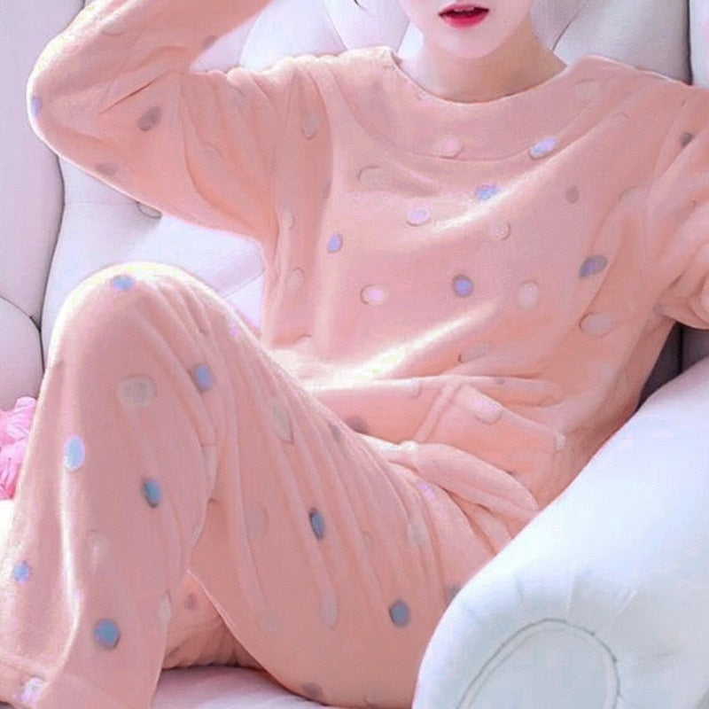 Winter Pyjama Sets for Women - Thick, Warm with Long Sleeves - Pink/Blue/Yellow - Vlad's Bike Bits