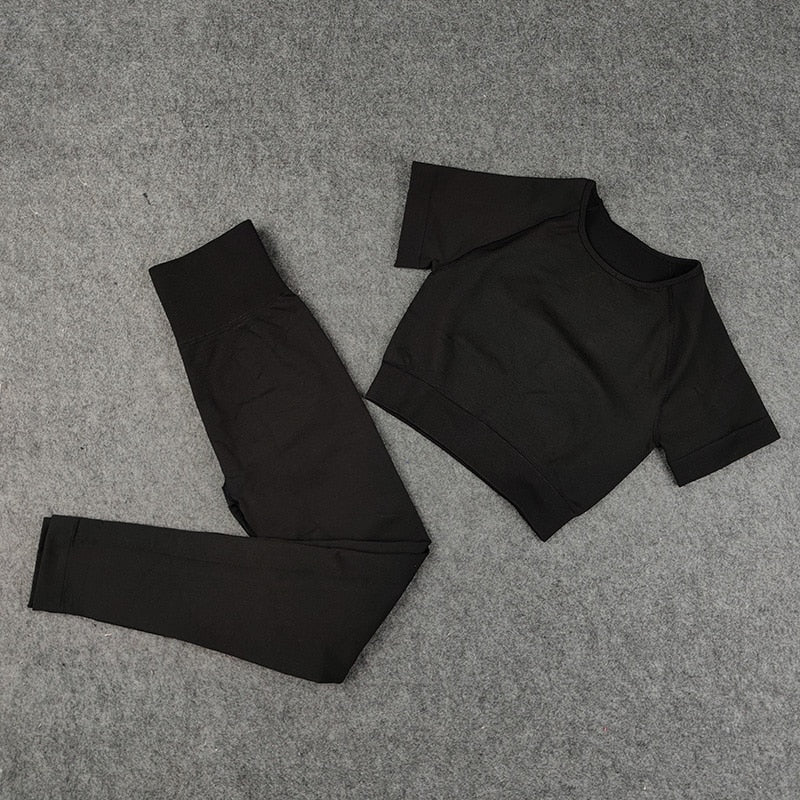 Seamless Yoga Sets - Workout/Sport Pants, Bra, Gym Shorts, Crop Tops, High-Waist Leggings - Various Sports Sets/Black/Pink/Purple