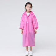 Waterproof Re-Useable Raincoat For Kids and Adults - Transparent Coloured Rainwear - Pink Kids Gathered Cuffs