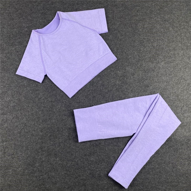 Seamless Yoga Sets - Workout/Sport Pants, Bra, Gym Shorts, Crop Tops, High-Waist Leggings - Various Sports Sets/Black/Pink/Purple