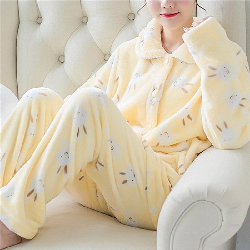 Winter Pyjama Sets for Women - Thick, Warm with Long Sleeves - Pink/Blue/Yellow - Vlad's Bike Bits