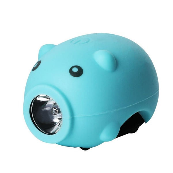 PIGGY Light & Bell - 3 Modes Children's Bicycle Handlebar Light and Bell - Blue