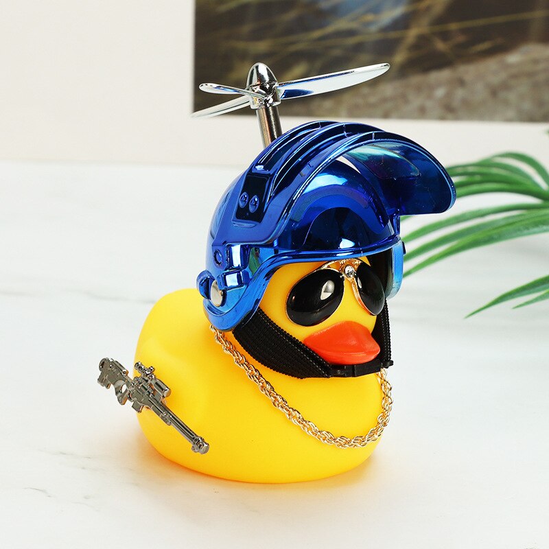 "Yellow Duck with Helmet" Bicycle Handlebar Bell and Head-Light - Great Bike Accessories
