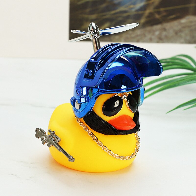 1pc Cartoon Yellow Silica Little Duck Helmet Head Bicycle Light Shining Mountain Bike Handlebar Duck Head Light Bell Accessories