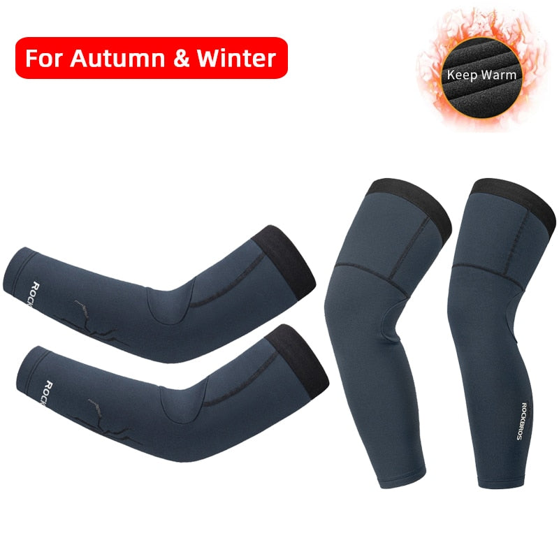 ROCKBROS Winter Fleece Warm Arm Sleeves Breathable Sports Elbow Pads Fitness Arm Covers Cycling Running Basketball Arm Warmers - Vlad's Bike Bits