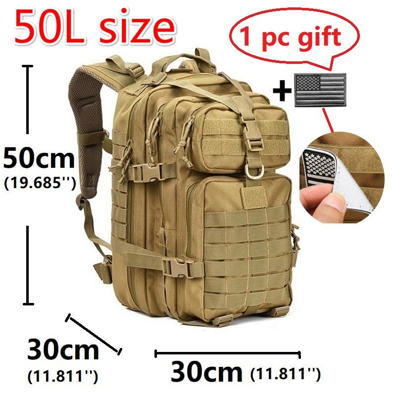 30L/50L 1000D Outdoor Military-style Backpack - Nylon Waterproof Rucksack for Sports/Hiking/Cycling/Trekking - 50L Size