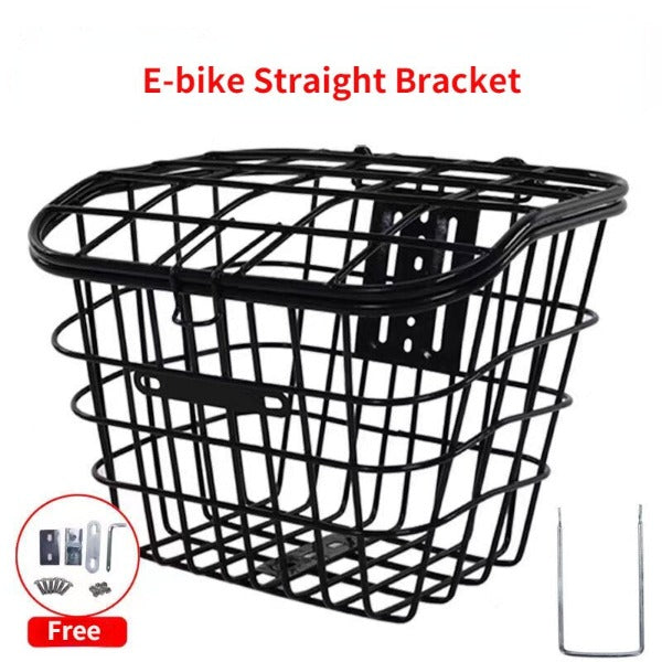 Sturdy Bicycle Front Basket/Carrier with Lid -  straight Bracket