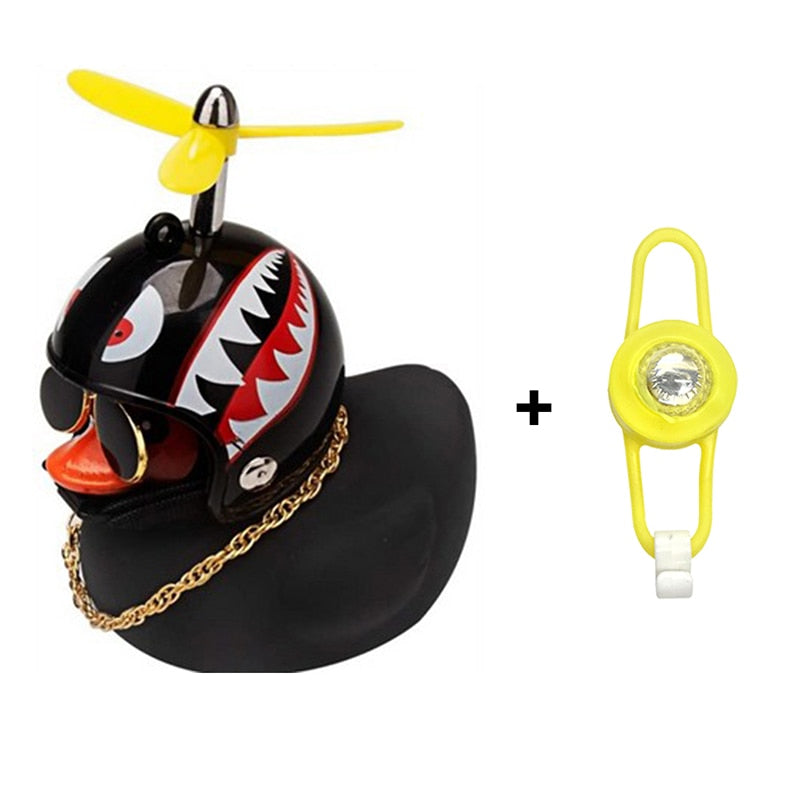 "Yellow Duck with Helmet" Bicycle Handlebar Bell and Head-Light - Great Bike Accessories