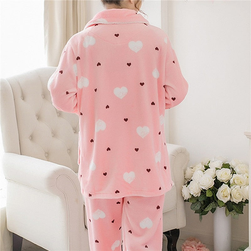 Winter Pyjama Sets for Women - Thick, Warm with Long Sleeves - Pink/Blue/Yellow - Vlad's Bike Bits