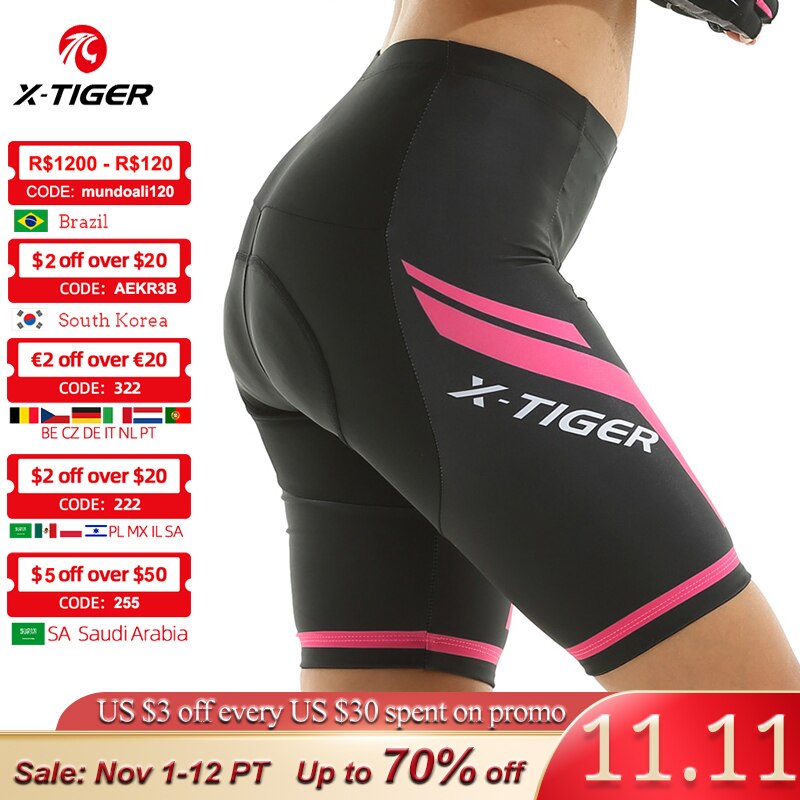 X-Tiger Women 3D Gel Padded Cycling Shorts Shockproof MTB Mountian Bicycle Shorts Road Racing Bike Shorts
