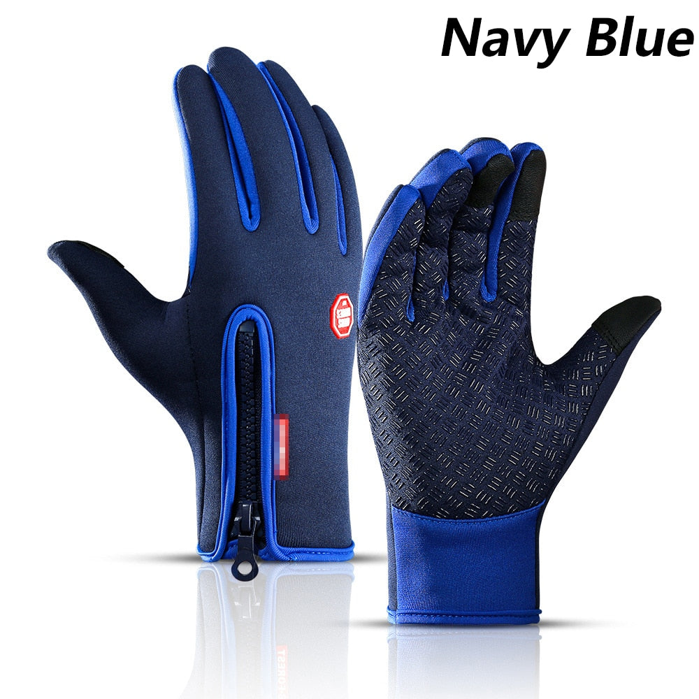 Winter Gloves For Mens Touchscreen Windproof Cycling Cold Gloves Womens Warm Non-Slip Outdoor Driving Zipper Gloves For Sports - Vlad's Bike Bits