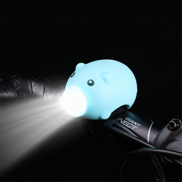 PIGGY Light & Bell - 3 Modes Children's Bicycle Handlebar Light and Bell - Blue