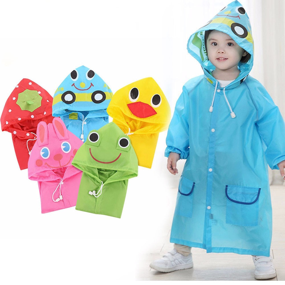 Children's Cartoon Raincoat in 5 Characters/Colours - Red/Blue/Yellow/Green/Pink - 1 Size fits all