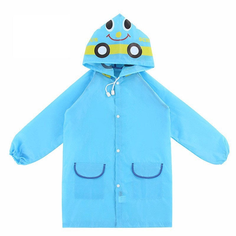 Children's Cartoon Raincoat in 5 Characters/Colours - Red/Blue/Yellow/Green/Pink - 1 Size fits all - Blue Car