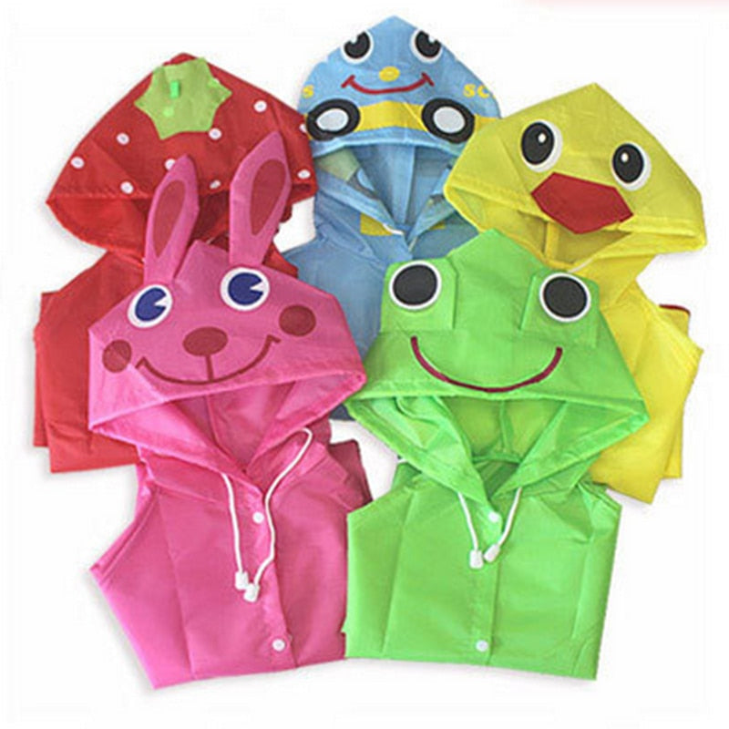 Children's Cartoon Raincoat in 5 Characters/Colours - Red/Blue/Yellow/Green/Pink - 1 Size fits all