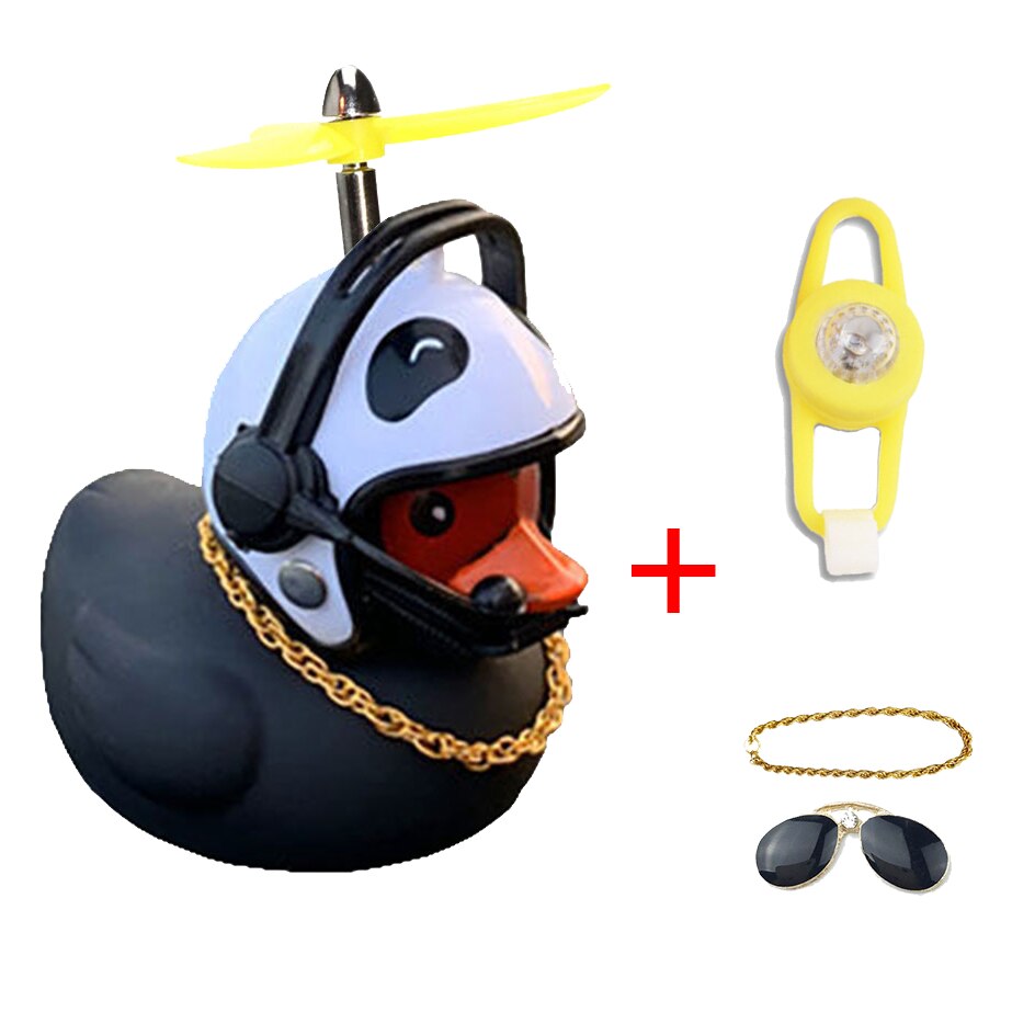 1pc Cartoon Yellow Silica Little Duck Helmet Head Bicycle Light Shining Mountain Bike Handlebar Duck Head Light Bell Accessories