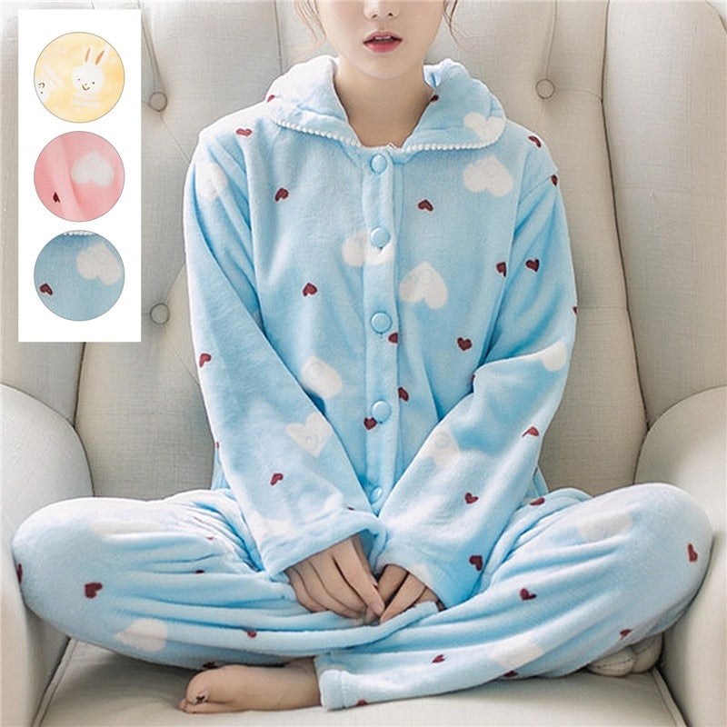 Winter Pyjama Sets for Women - Thick, Warm with Long Sleeves - Pink/Blue/Yellow - Vlad's Bike Bits