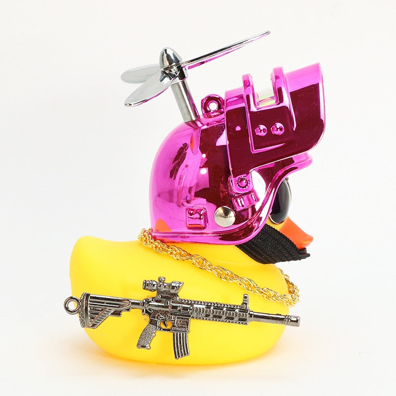 "Yellow Duck with Helmet" Bicycle Handlebar Bell and Head-Light - Great Bike Accessories
