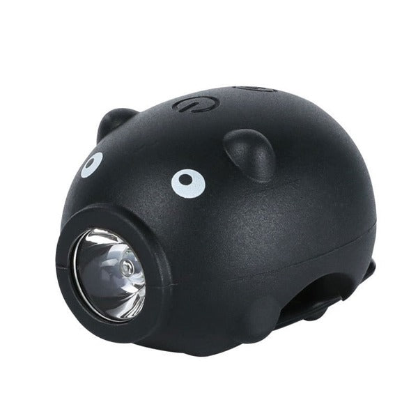 PIGGY Light & Bell - 3 Modes Children's Bicycle Handlebar Light and Bell - Black
