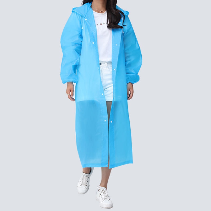 Waterproof Re-Useable Raincoat For Kids and Adults - Transparent Coloured Rainwear - Blue