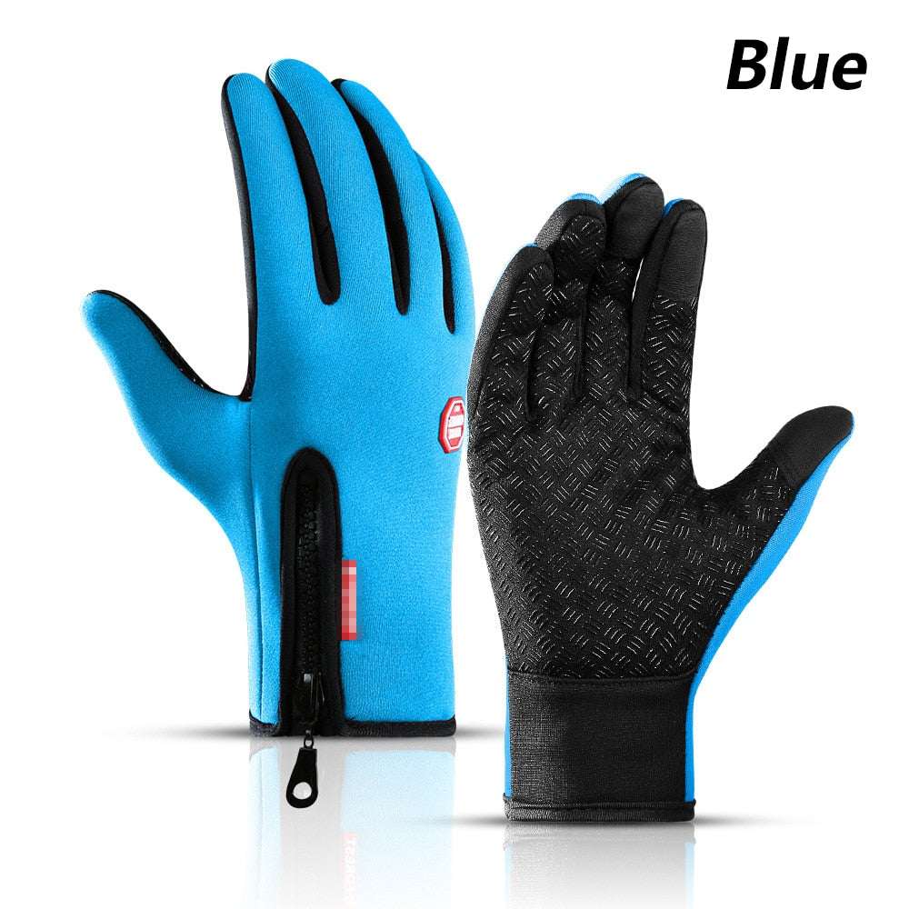 Winter Gloves For Mens Touchscreen Windproof Cycling Cold Gloves Womens Warm Non-Slip Outdoor Driving Zipper Gloves For Sports - Vlad's Bike Bits