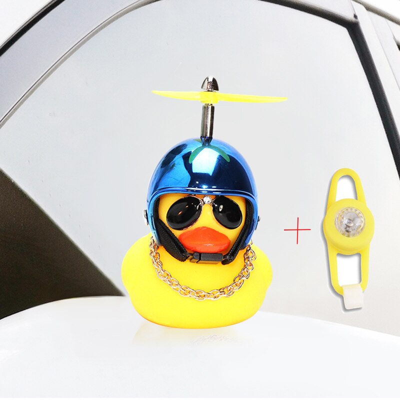 "Yellow Duck with Helmet" Bicycle Handlebar Bell and Head-Light - Great Bike Accessories