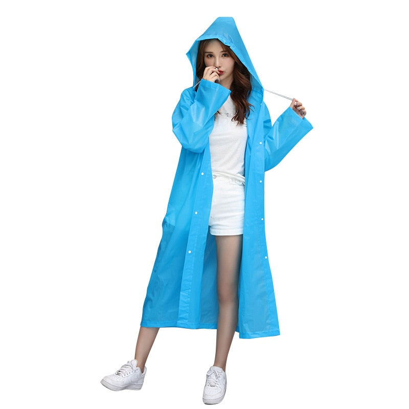 Waterproof Re-Useable Raincoat For Kids and Adults - Transparent Coloured Rainwear - Blue Adult Loose Cuffs