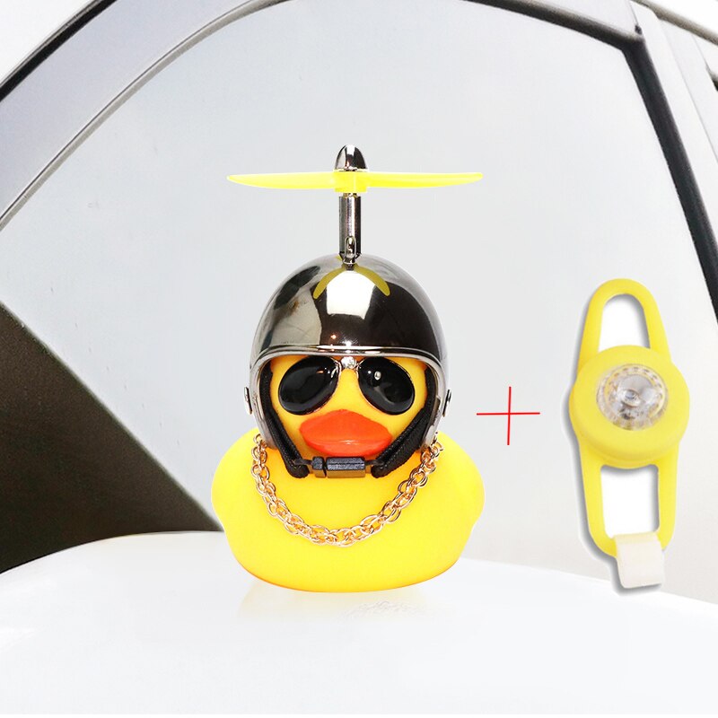 1pc Cartoon Yellow Silica Little Duck Helmet Head Bicycle Light Shining Mountain Bike Handlebar Duck Head Light Bell Accessories