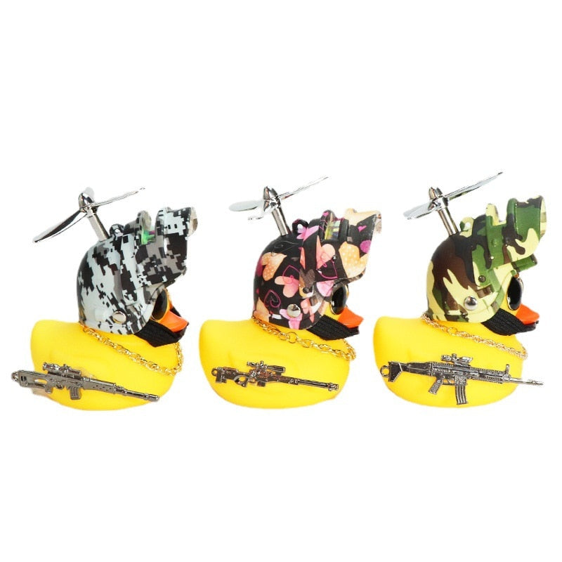 "Yellow Duck with Helmet" Bicycle Handlebar Bell and Head-Light - Great Bike Accessories