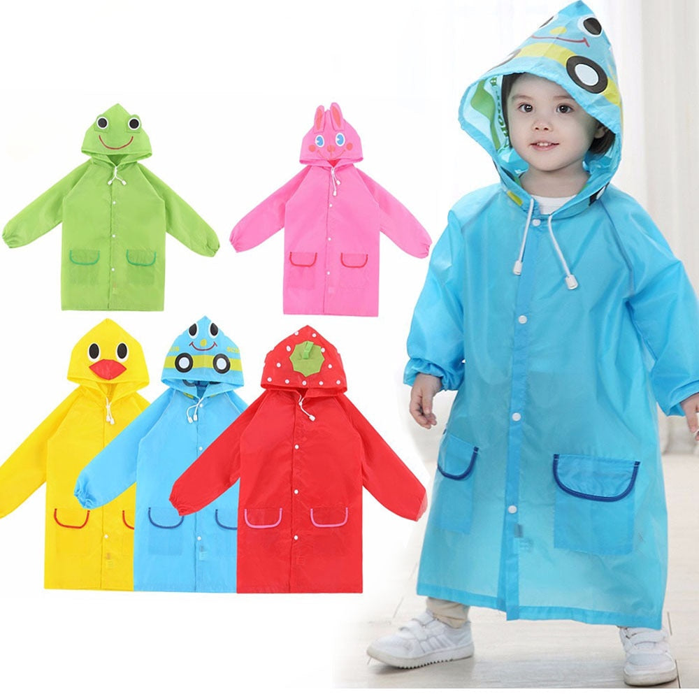 Children's Cartoon Raincoat in 5 Characters/Colours - Red/Blue/Yellow/Green/Pink - 1 Size fits all - Details