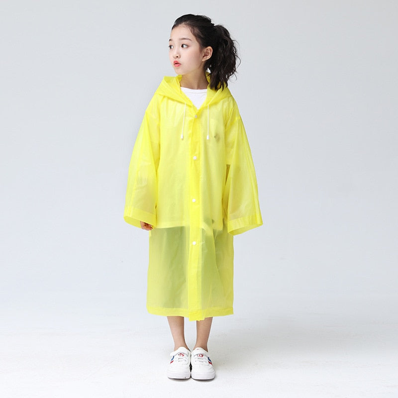 Waterproof Re-Useable Raincoat For Kids and Adults - Transparent Coloured Rainwear - Yellow Kids Loose Cuffs