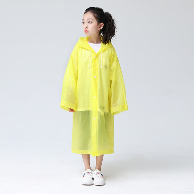 Waterproof Re-Useable Raincoat For Kids and Adults - Transparent Coloured Rainwear - Yellow Kids Loose Cuffs