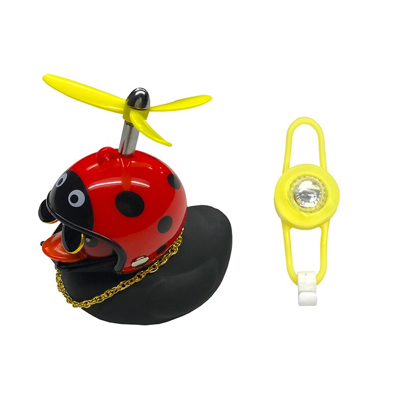 "Yellow Duck with Helmet" Bicycle Handlebar Bell and Head-Light - Great Bike Accessories