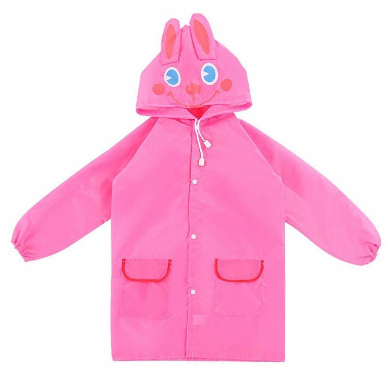 Children's Cartoon Raincoat in 5 Characters/Colours - Red/Blue/Yellow/Green/Pink - 1 Size fits all - Pink Rabbit