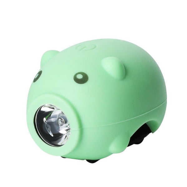 PIGGY Light & Bell - 3 Modes Children's Bicycle Handlebar Light and Bell - Green