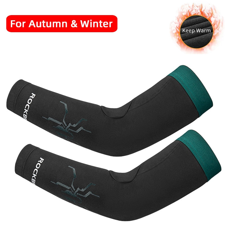 ROCKBROS Winter Fleece Warm Arm Sleeves Breathable Sports Elbow Pads Fitness Arm Covers Cycling Running Basketball Arm Warmers - Vlad's Bike Bits