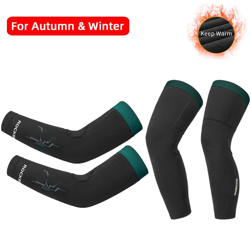 ROCKBROS Winter Fleece Warm Arm Sleeves Breathable Sports Elbow Pads Fitness Arm Covers Cycling Running Basketball Arm Warmers - Vlad's Bike Bits