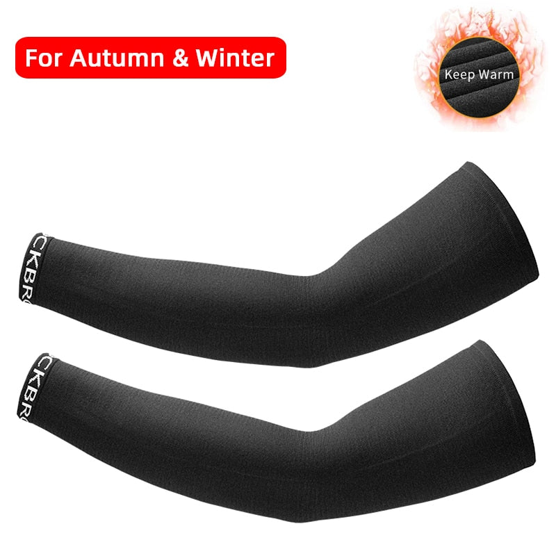 ROCKBROS Winter Fleece Warm Arm Sleeves Breathable Sports Elbow Pads Fitness Arm Covers Cycling Running Basketball Arm Warmers - Vlad's Bike Bits
