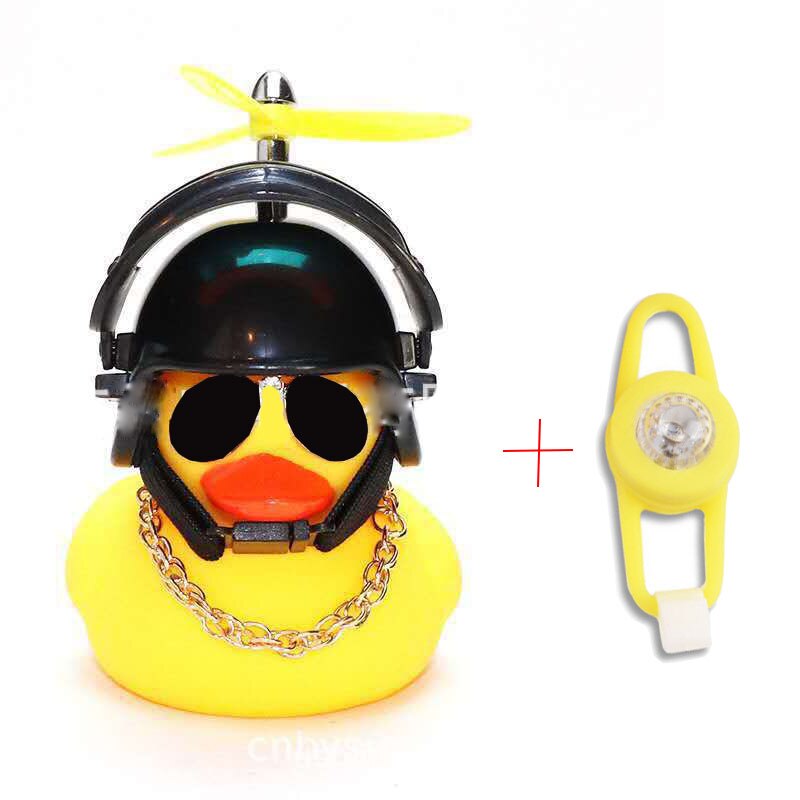"Yellow Duck with Helmet" Bicycle Handlebar Bell and Head-Light - Great Bike Accessories