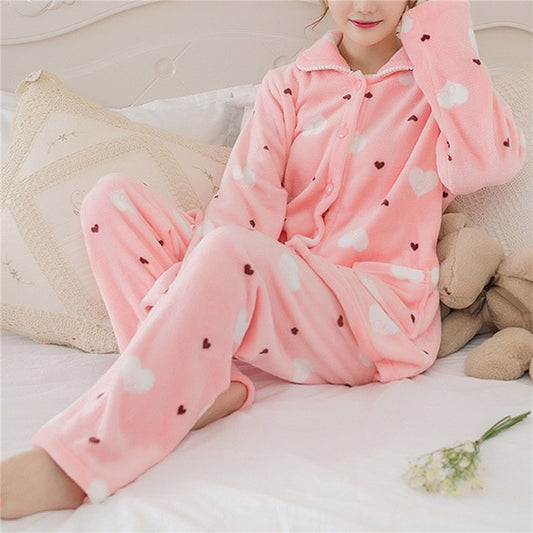 Winter Pyjama Sets for Women - Thick, Warm with Long Sleeves - Pink/Blue/Yellow - Vlad's Bike Bits