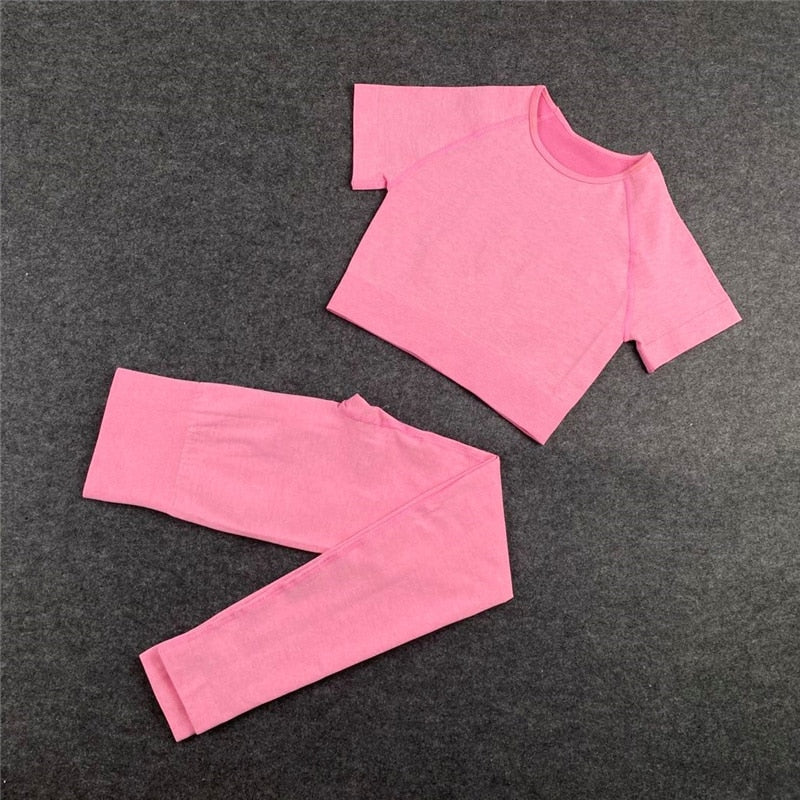 Seamless Yoga Sets - Workout/Sport Pants, Bra, Gym Shorts, Crop Tops, High-Waist Leggings - Various Sports Sets/Black/Pink/Purple