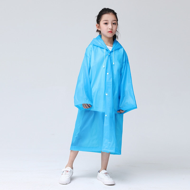 Waterproof Re-Useable Raincoat For Kids and Adults - Transparent Coloured Rainwear - Blue Loose Cuffs