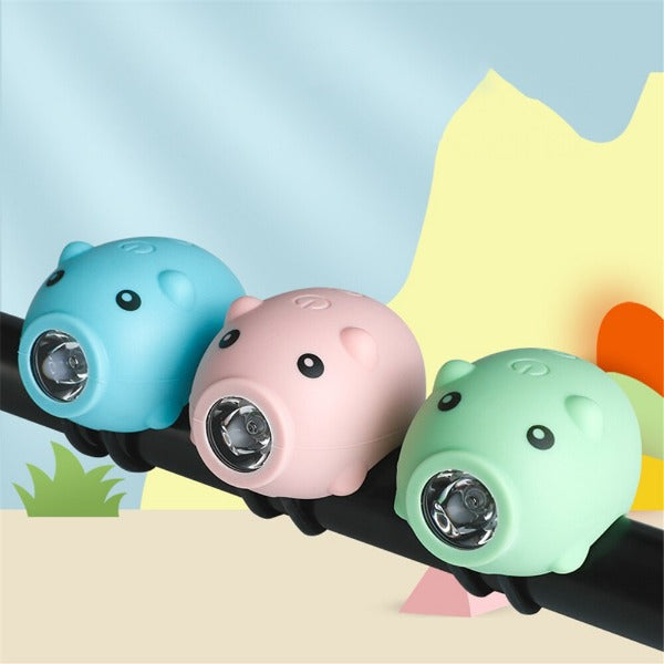 PIGGY Light & Bell - 3 Modes Children's Bicycle Handlebar Light and Bell - Colours