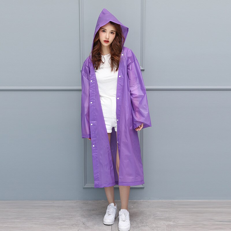 Waterproof Re-Useable Raincoat For Kids and Adults - Transparent Coloured Rainwear - Purple Adult Loose Cuffs